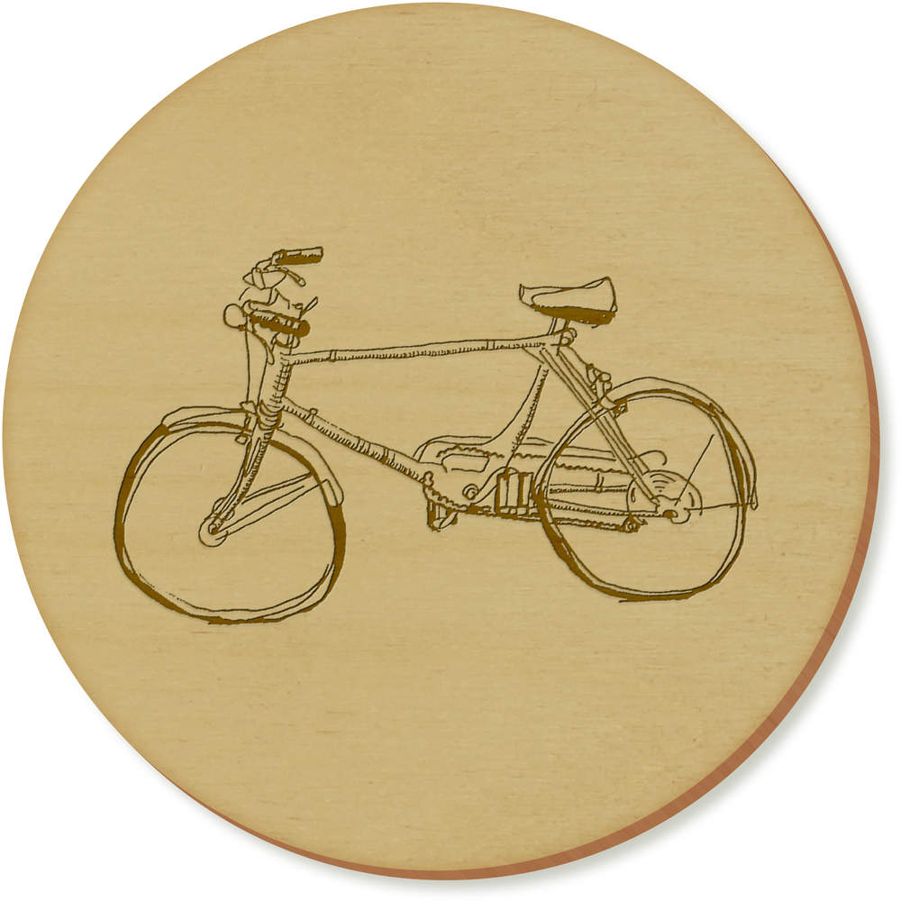 6 x 'Bicycle' 95mm Round Wooden Coasters (CR00135373)