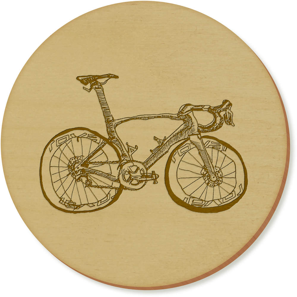6 x 'Bicycle' 95mm Round Wooden Coasters (CR00137967)