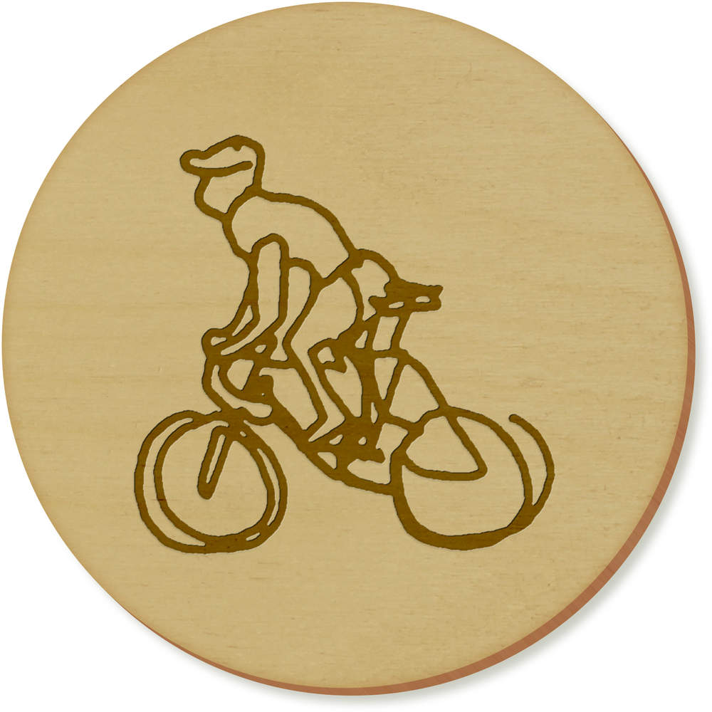 6 x 'Cyclist' 95mm Round Wooden Coasters (CR00138023)