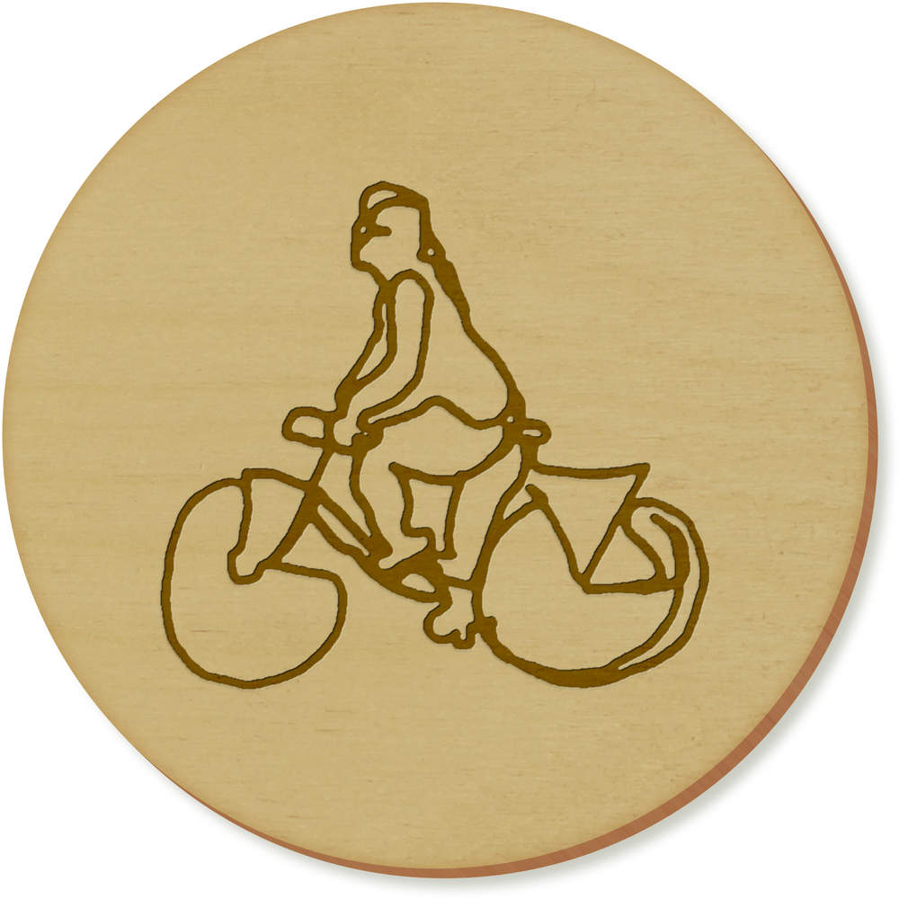 6 x 'Cyclist' 95mm Round Wooden Coasters (CR00138030)