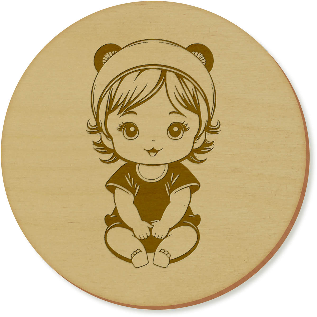 'Baby Girl In Bear Hat' Coaster Sets (CR043924)