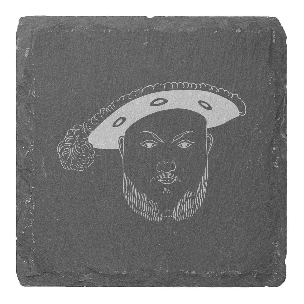 4 x 'Henry 8th Head' 10cm Square Slate Coasters (CR00172939)