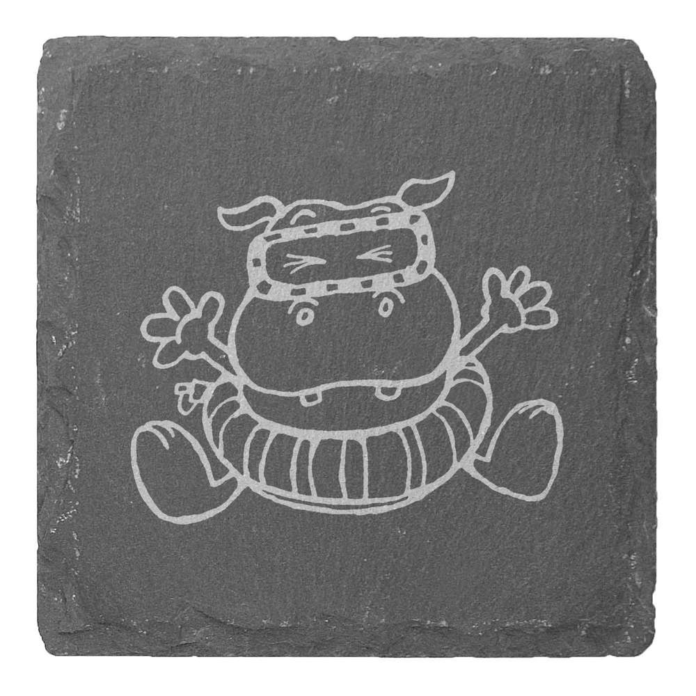 4 x 'Hippo' 10cm Square Slate Coasters (CR00173550)