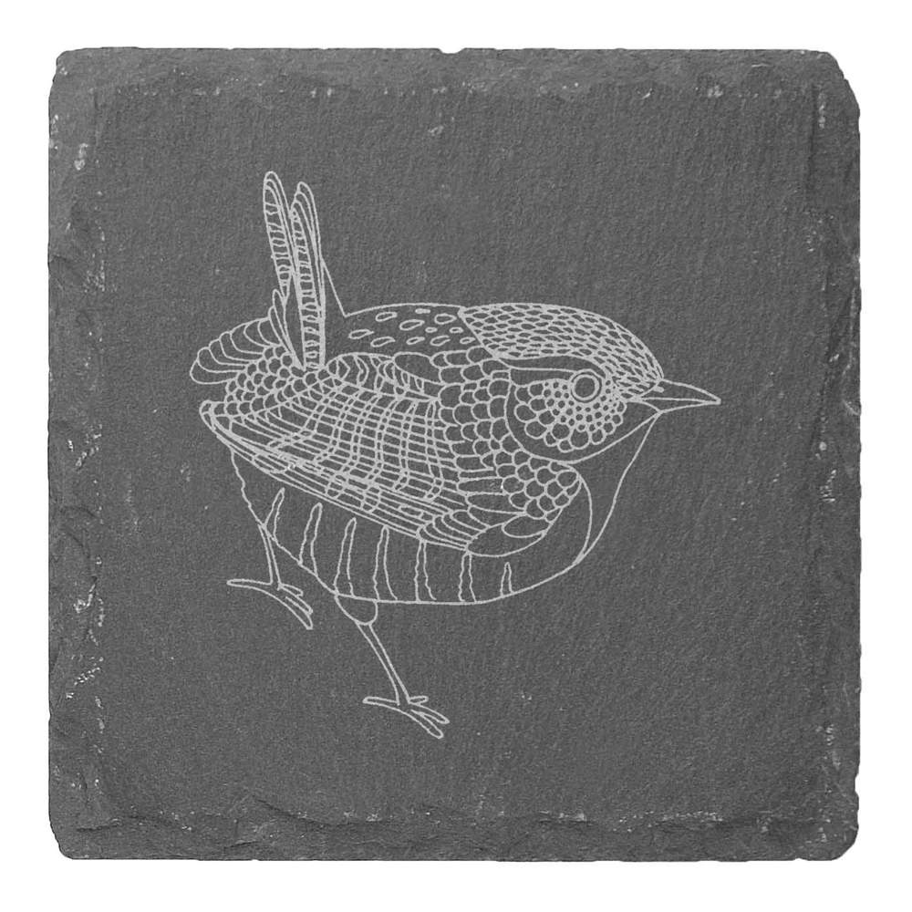 4 x 'Wren' 10cm Square Slate Coasters (CR00173867)