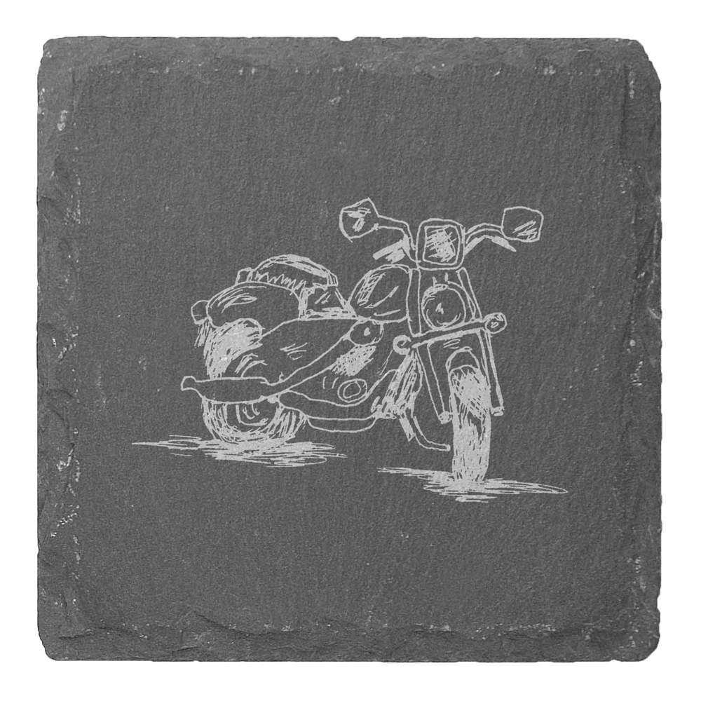 4 x 'Motorbike' Square Slate Coasters - 10cm - Drinks Mats for Mugs, Glasses, Tables and Gifts (CR00174044)