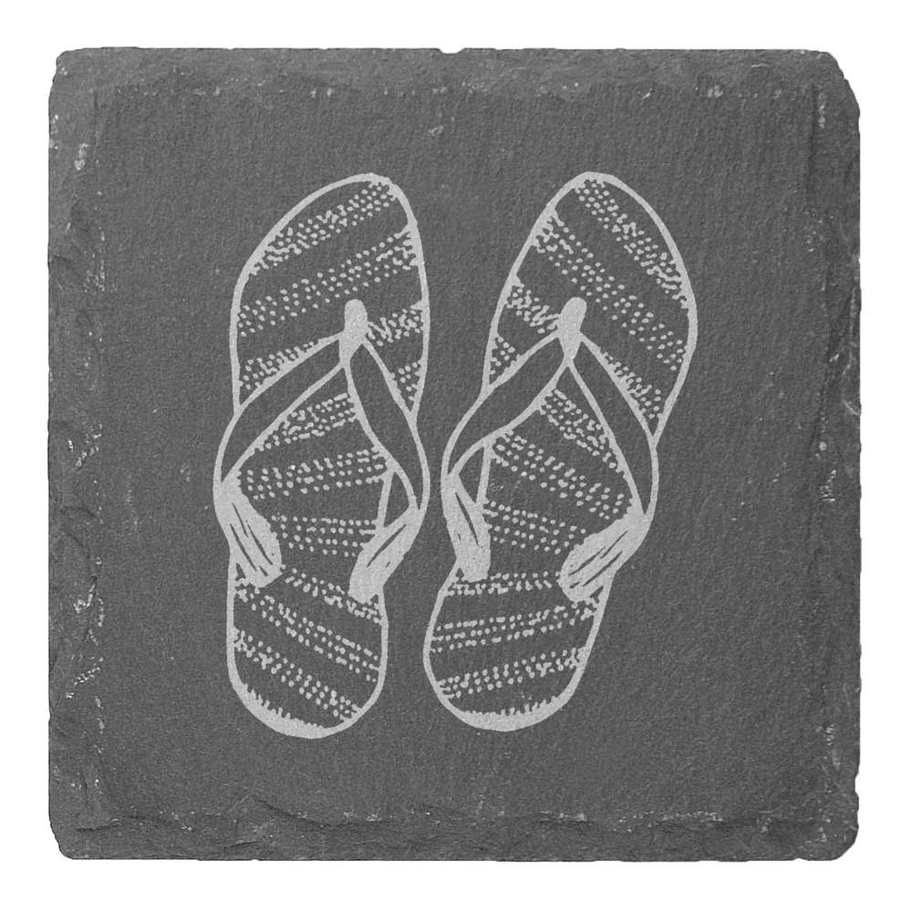 4 x 'Flipflops' 10cm Square Slate Coasters (CR00178535)