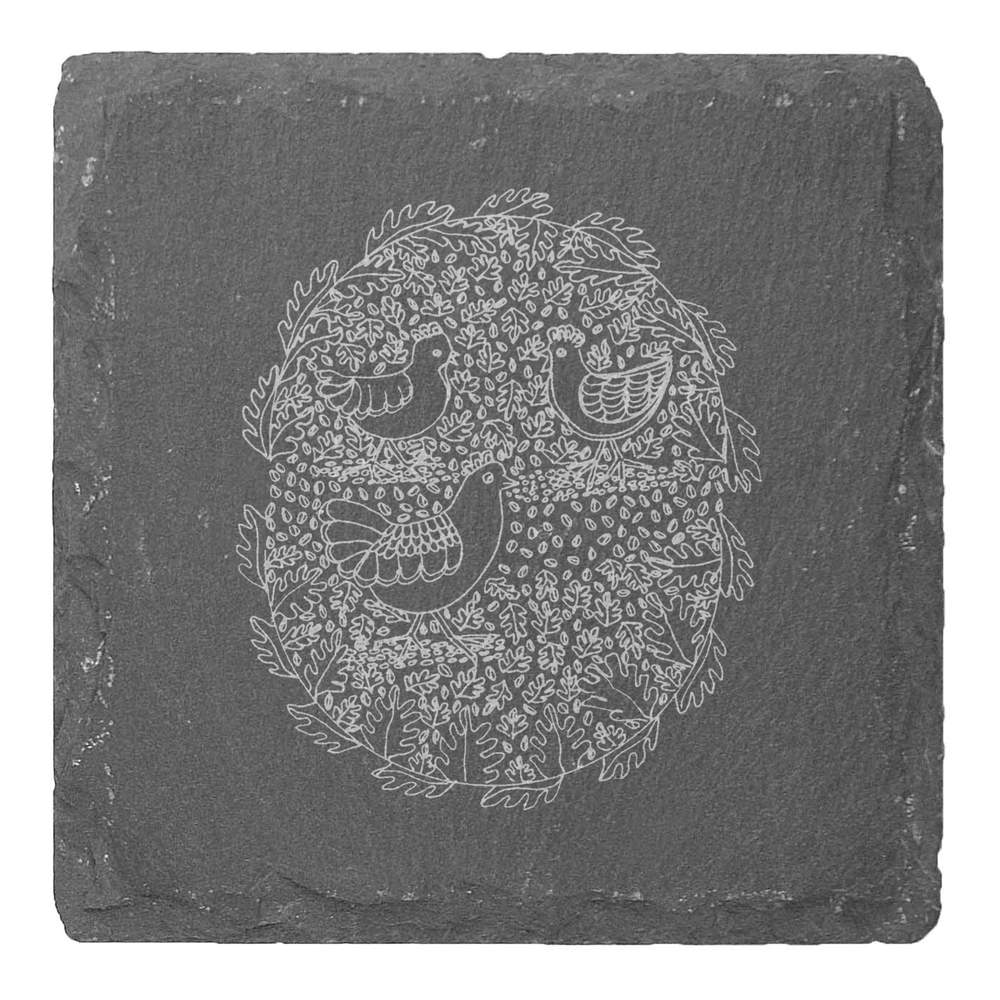 4 x 'Three French Hens' 10cm Square Slate Coasters (CR00179813)