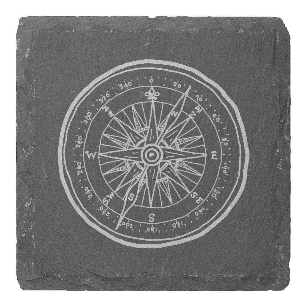 4 x 'Scout Compass' 10cm Square Slate Coasters (CR00182069)
