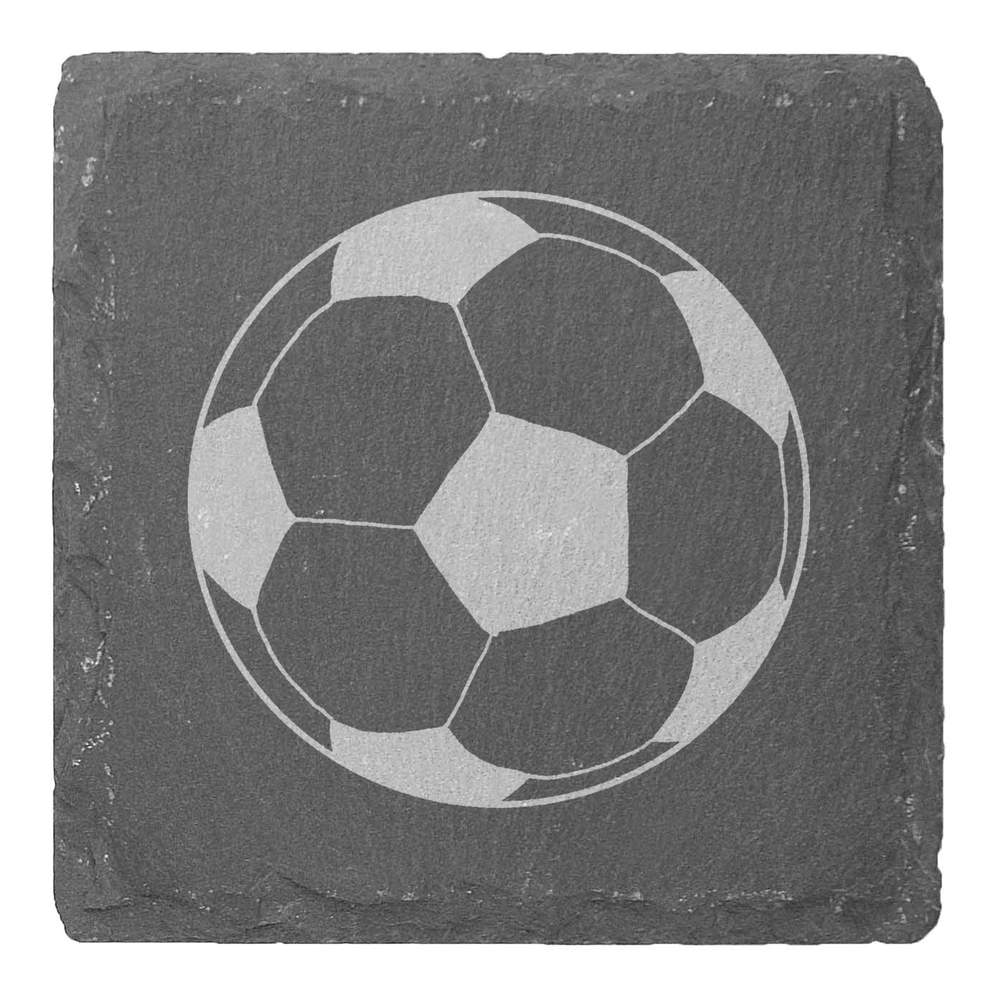 4 x 'Football' 10cm Square Slate Coasters (CR00182120)