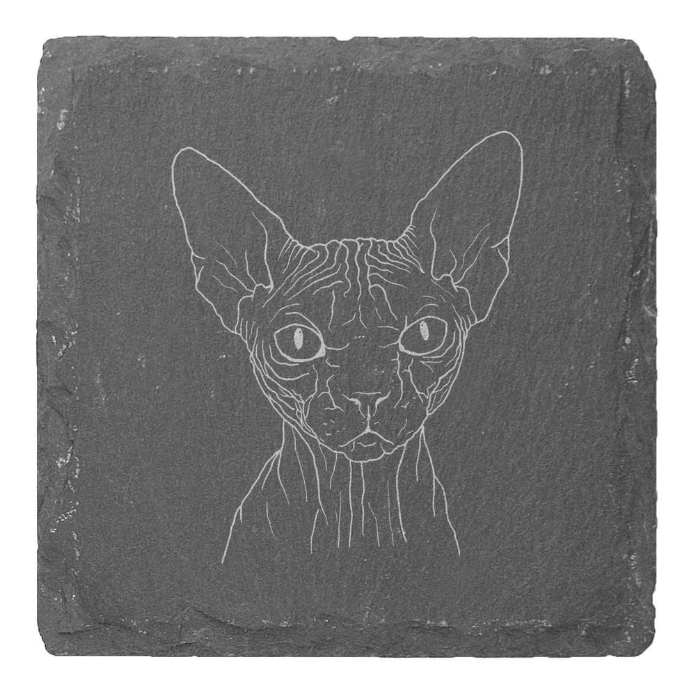 4 x 'Sphynx Cat' 10cm Square Slate Coasters (CR00187526)