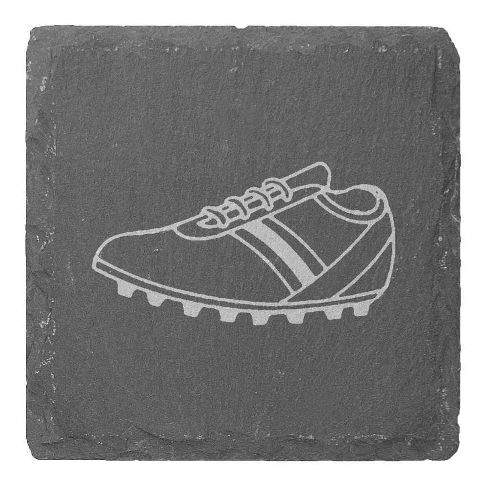 4 x 'Football Boot' 10cm Square Slate Coasters (CR00200468)
