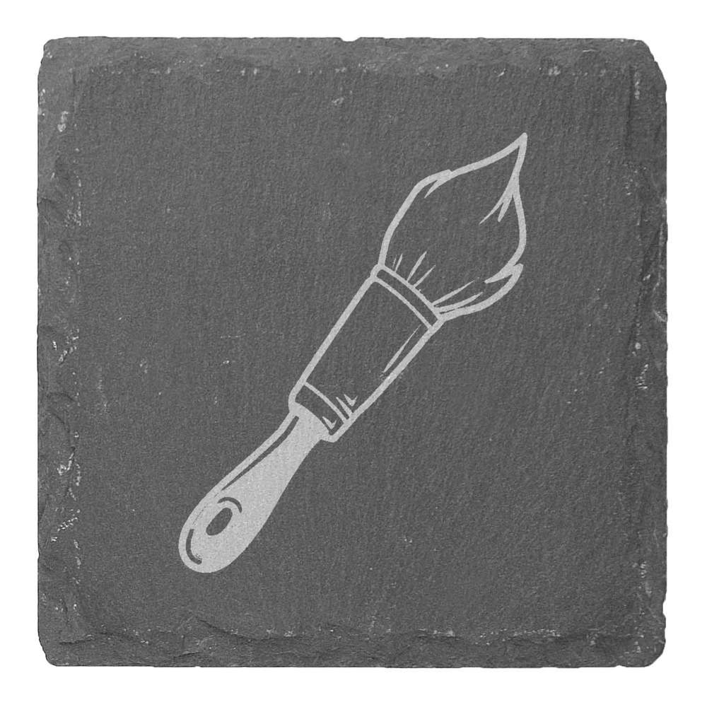 4 x 'Paintbrush' 10cm Square Slate Coasters (CR00212769)