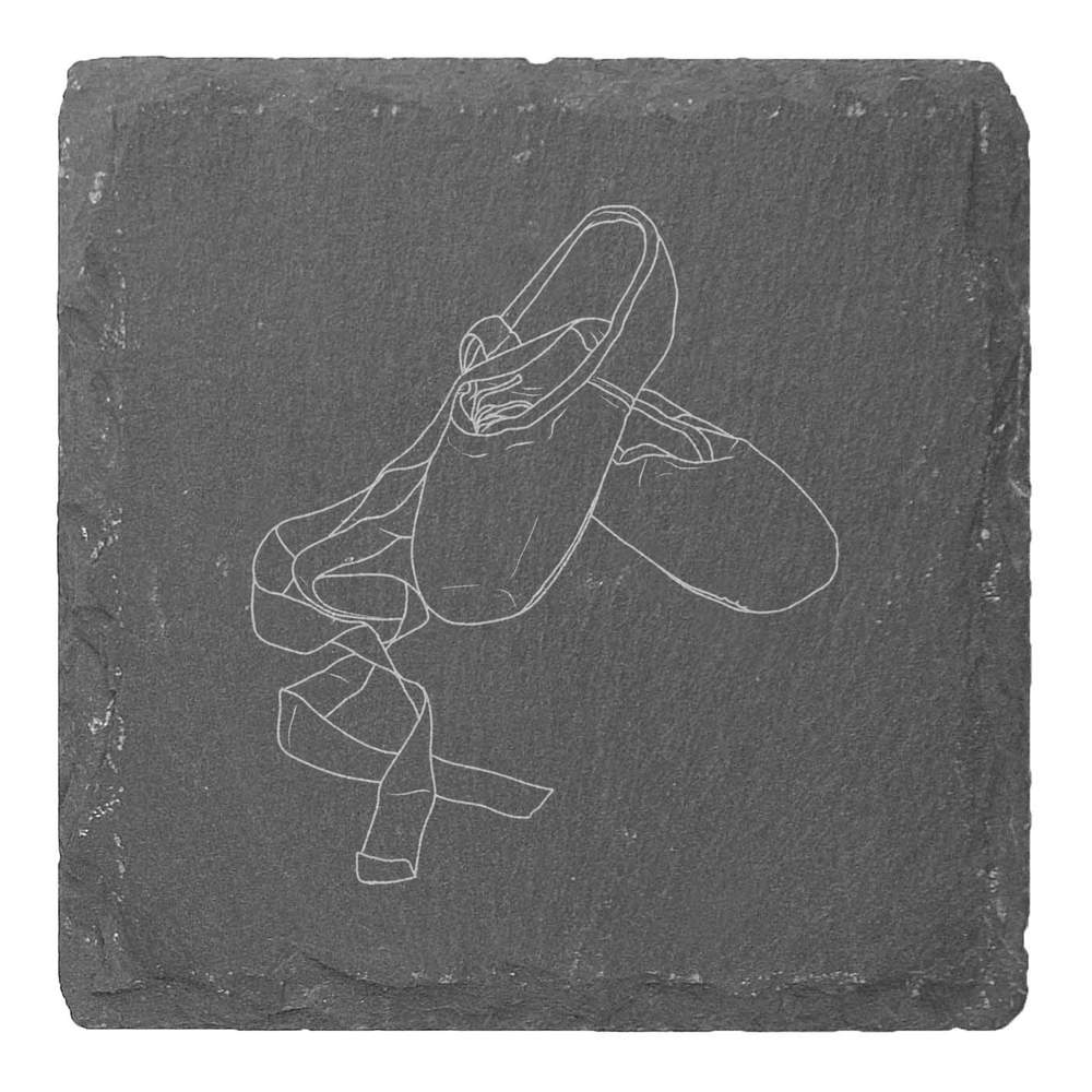 4 x 'Ballet Shoes' 10cm Square Slate Coasters (CR00213702)