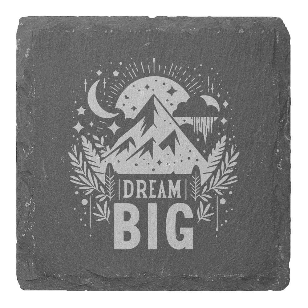 4 x 'Dream Big' 10cm Square Slate Coasters (CR00215400)