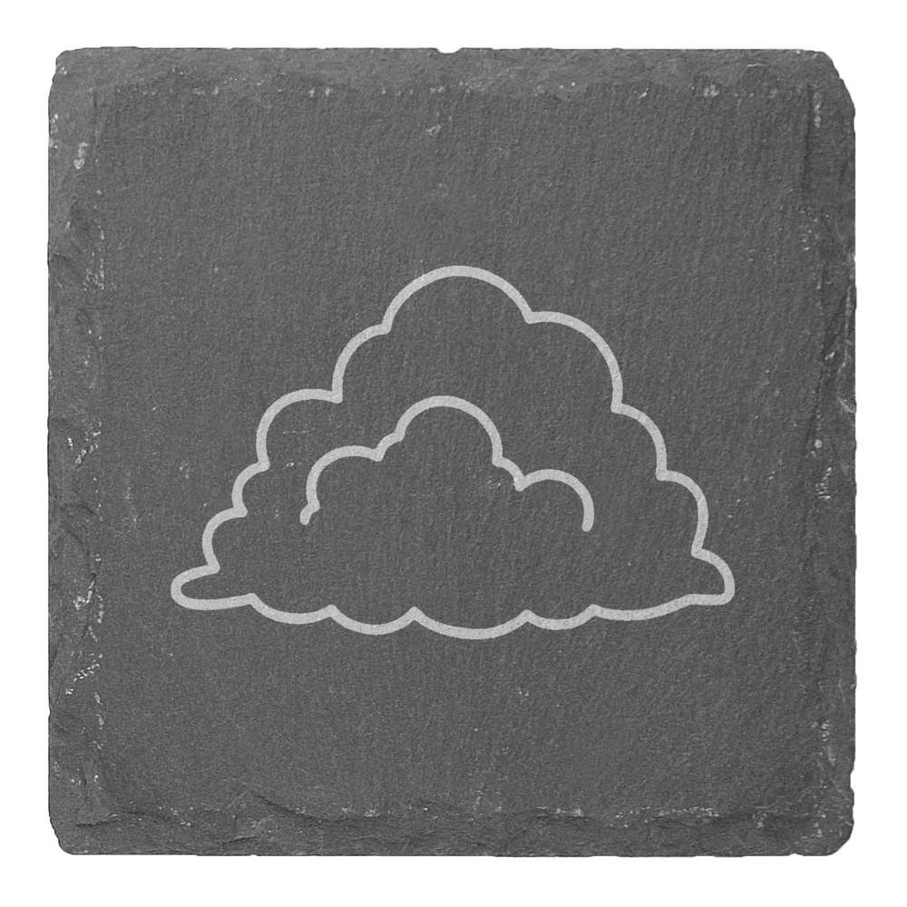 4 x 'Puffy Cloud' 10cm Square Slate Coasters (CR00219195)