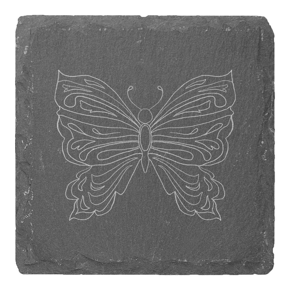 4 x 'Butterfly' 10cm Square Slate Coasters (CR00221934)