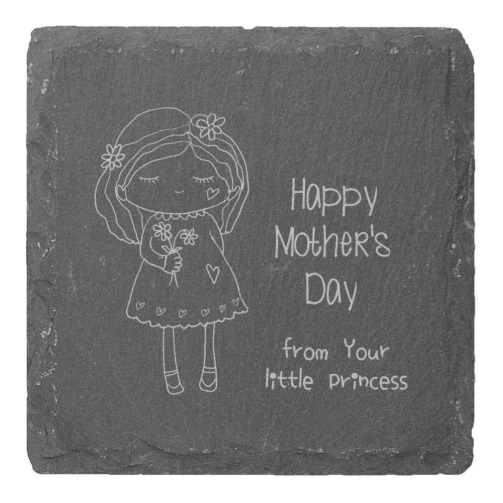 4 x 'Happy Mother's Day From Your Princess' 10cm Square Slate Coasters (CR00223416)