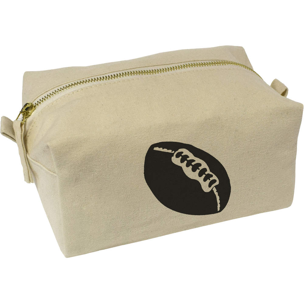 'Rugby Ball' Canvas Wash Bag / Makeup Case (CS00004576)