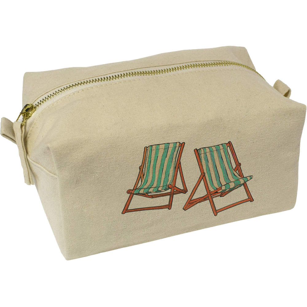 'Deck Chairs' Canvas Wash Bag / Makeup Case (CS00015620)