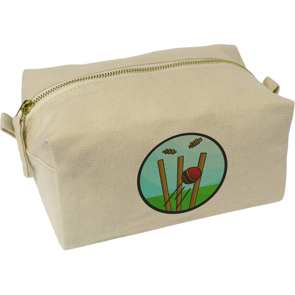 'Cricket Wickets' Canvas Wash Bag / Makeup Case (CS00017440)