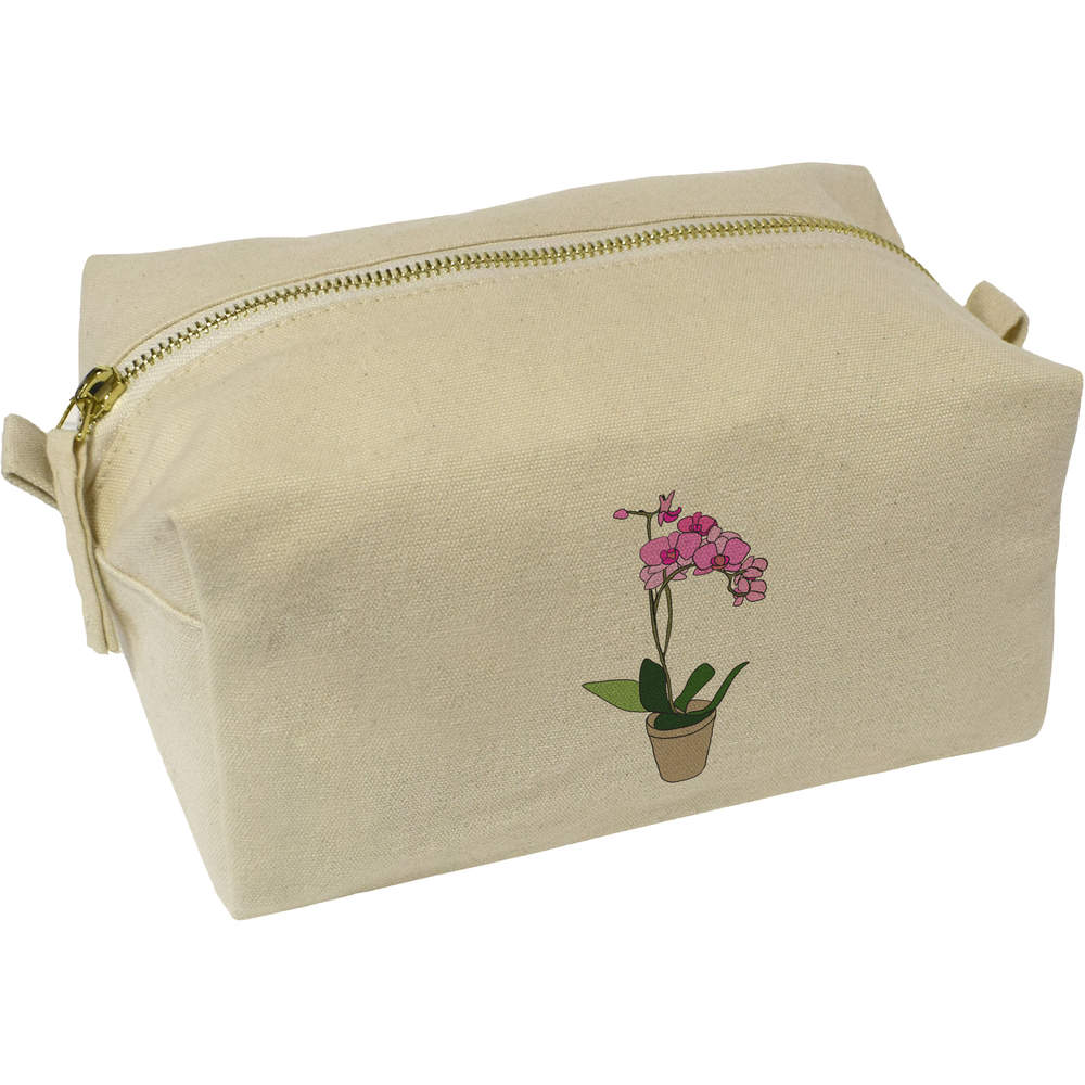 'Potted Orchid' Canvas Wash Bag / Makeup Case (CS00018176)
