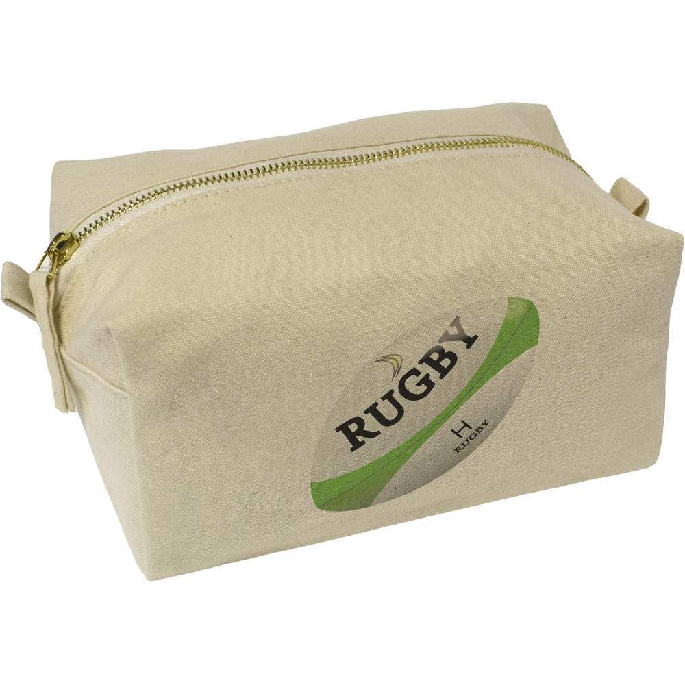 'Rugby Ball' Canvas Wash Bag / Makeup Case (CS00031801)