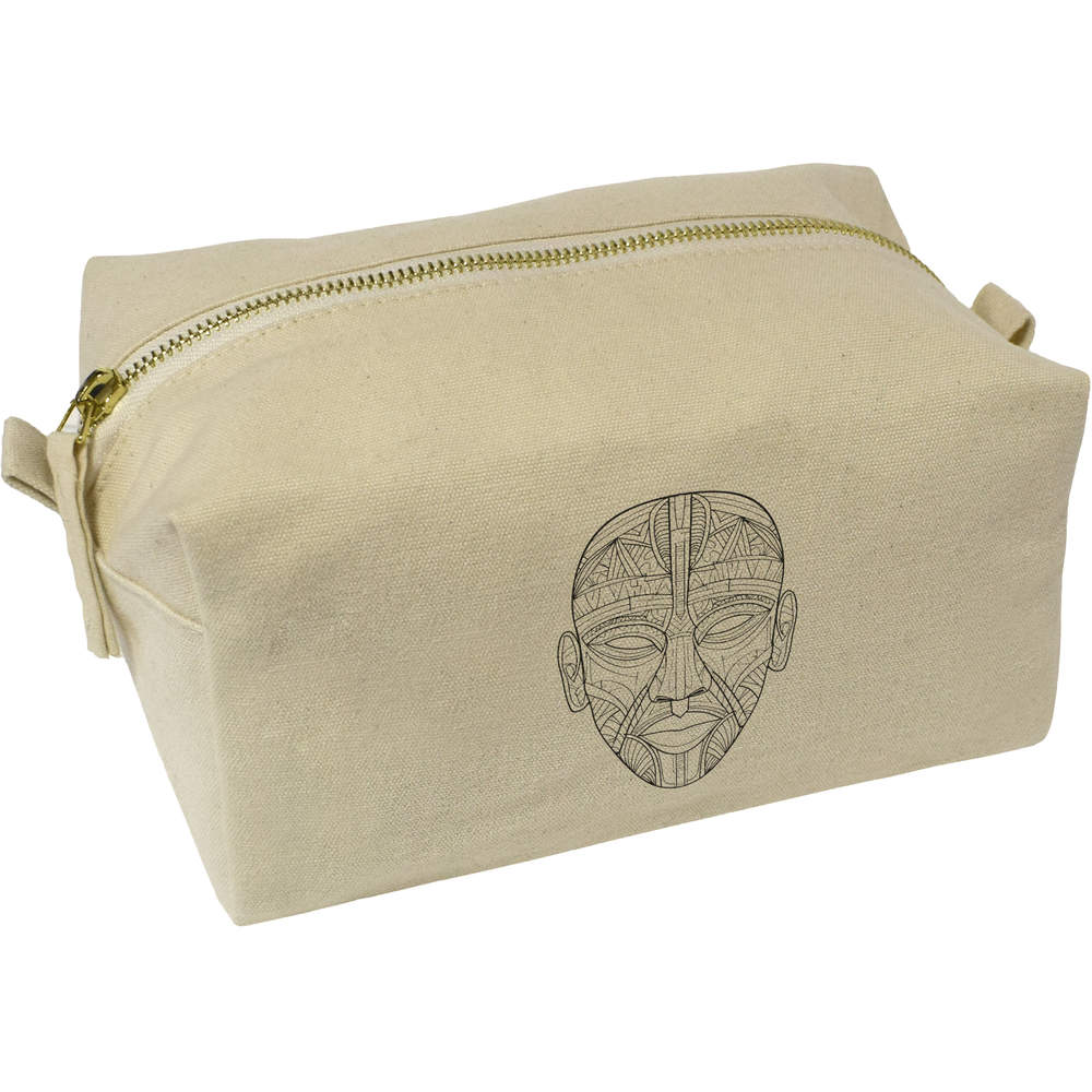 'African Tribal Mask' Canvas Wash Bag / Makeup Case (CS00038155)