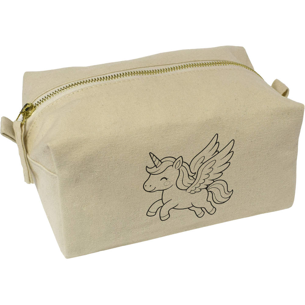 'Winged Unicorn' Canvas Wash Bag / Makeup Case (CS00047164)