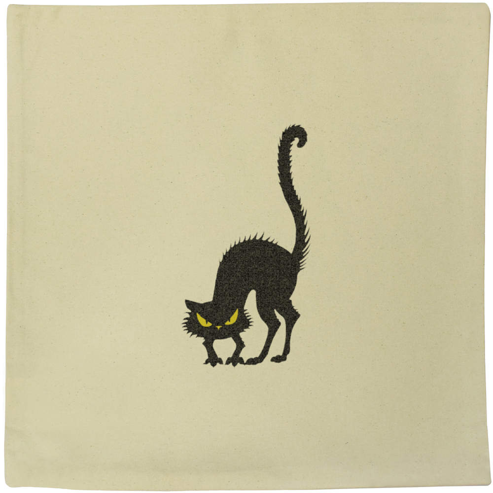 40cm x 40cm 'Halloween Black Cat' Canvas Cushion Cover (CV00025828)