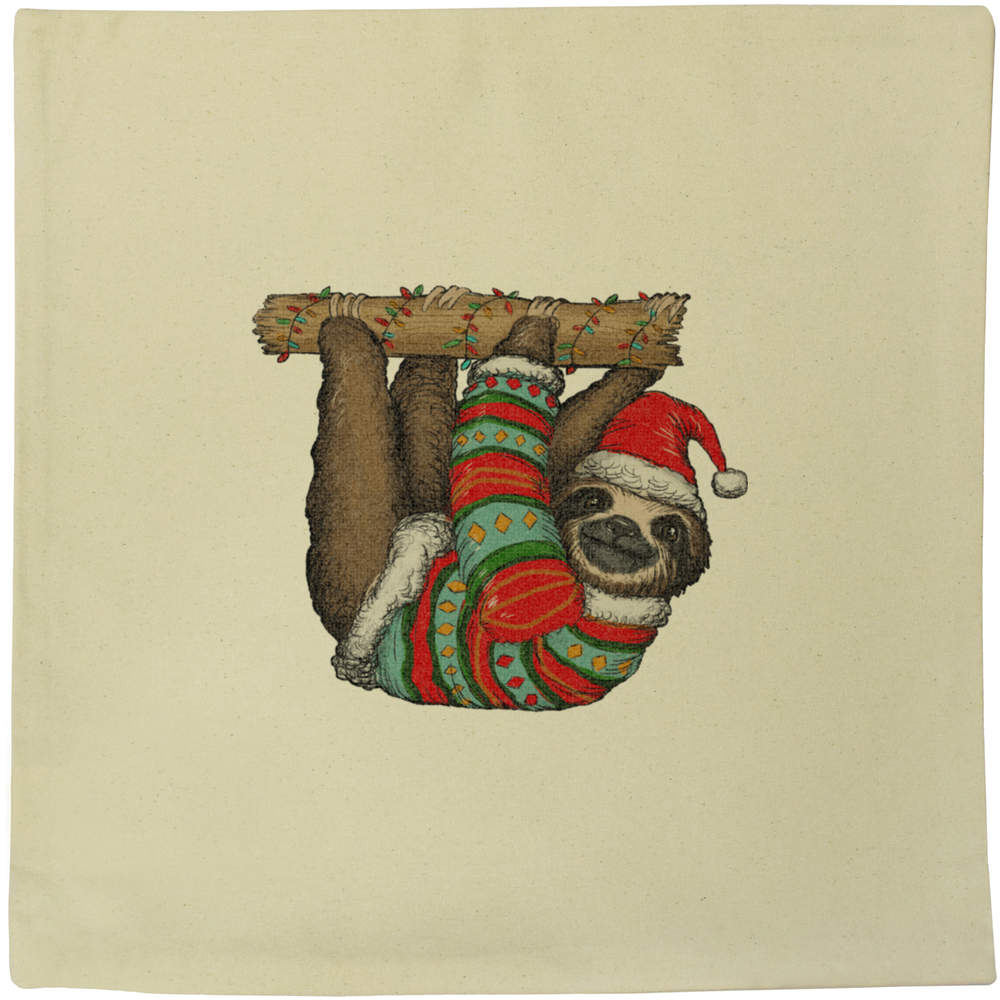 'Sloth In Christmas Jumper' Canvas Cushion Cover - 40cm - Decorative Pillow Case for Sofas, Beds and Home Decor (CV00027710)