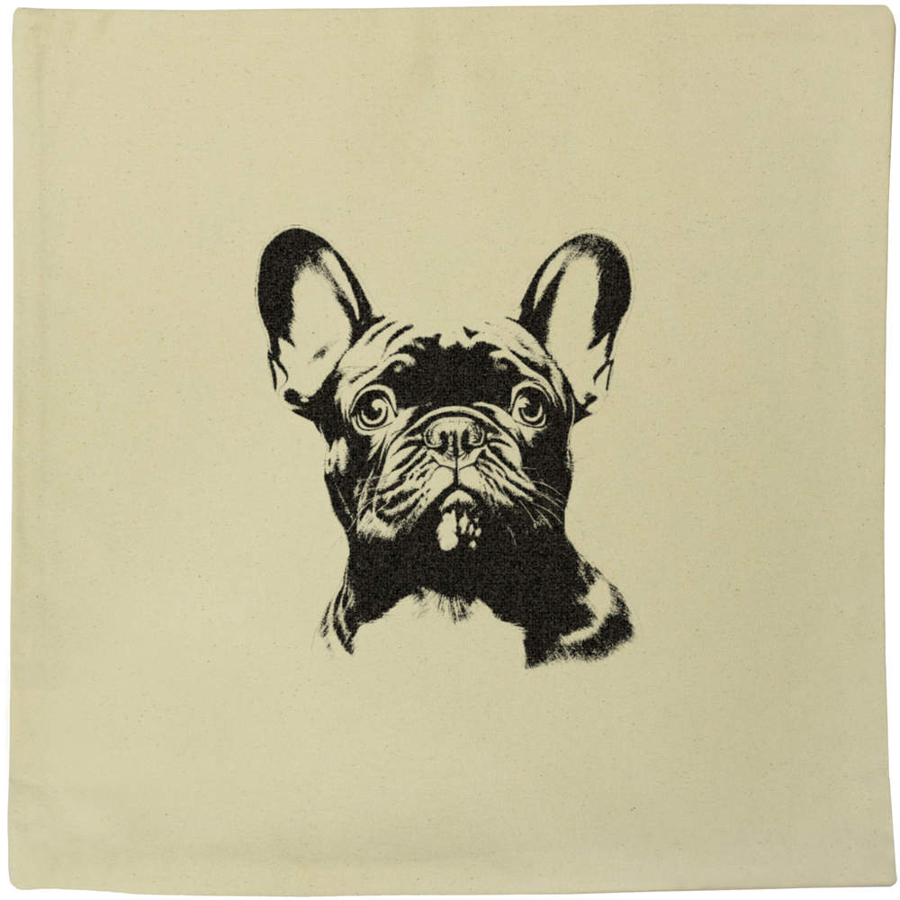 40cm x 40cm 'French bulldog' Canvas Cushion Cover (CV00031258)