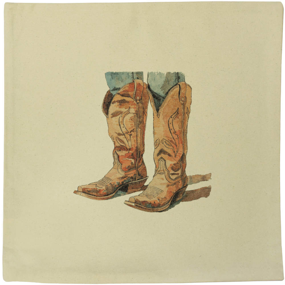 40cm x 40cm 'Cowboy Boots' Canvas Cushion Cover (CV00038603)