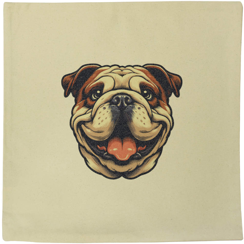 40cm x 40cm 'Happy Bulldog' Canvas Cushion Cover (CV00038809)