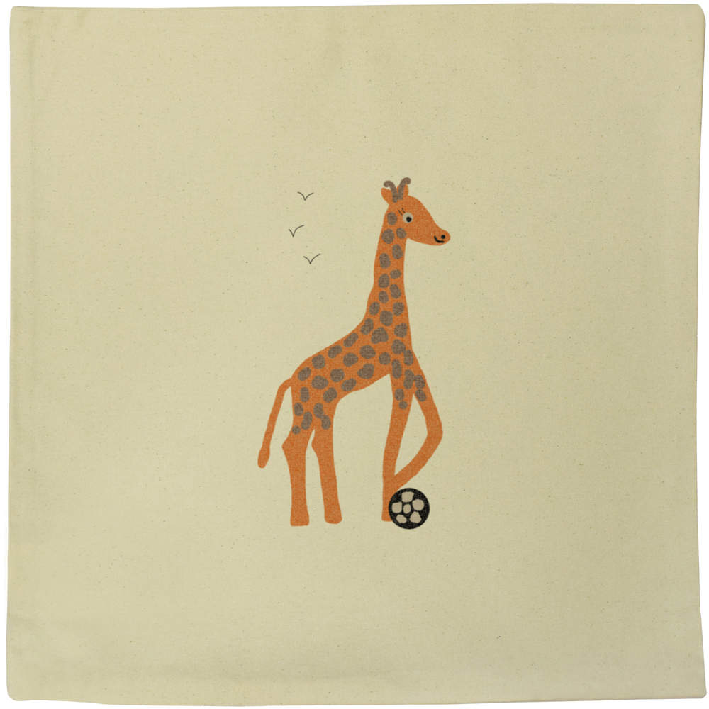 40cm x 40cm 'Giraffe Playing Football ' Canvas Cushion Cover (CV00040035)