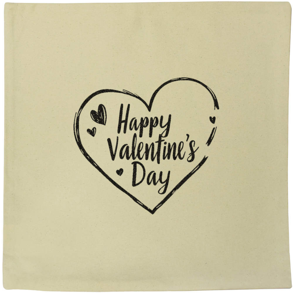 40cm x 40cm 'Happy Valentine's Day with Hearts' Canvas Cushion Cover (CV00041240)