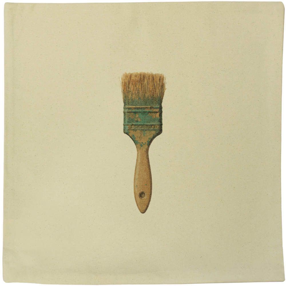 40cm x 40cm 'Vintage Artist Painter Paint Brush Tool' Canvas Cushion Cover (CV00046507)