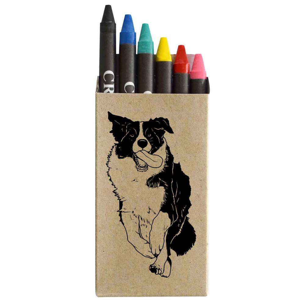 'Running Border Collie' Coloured Crayon Set (CY00016703)