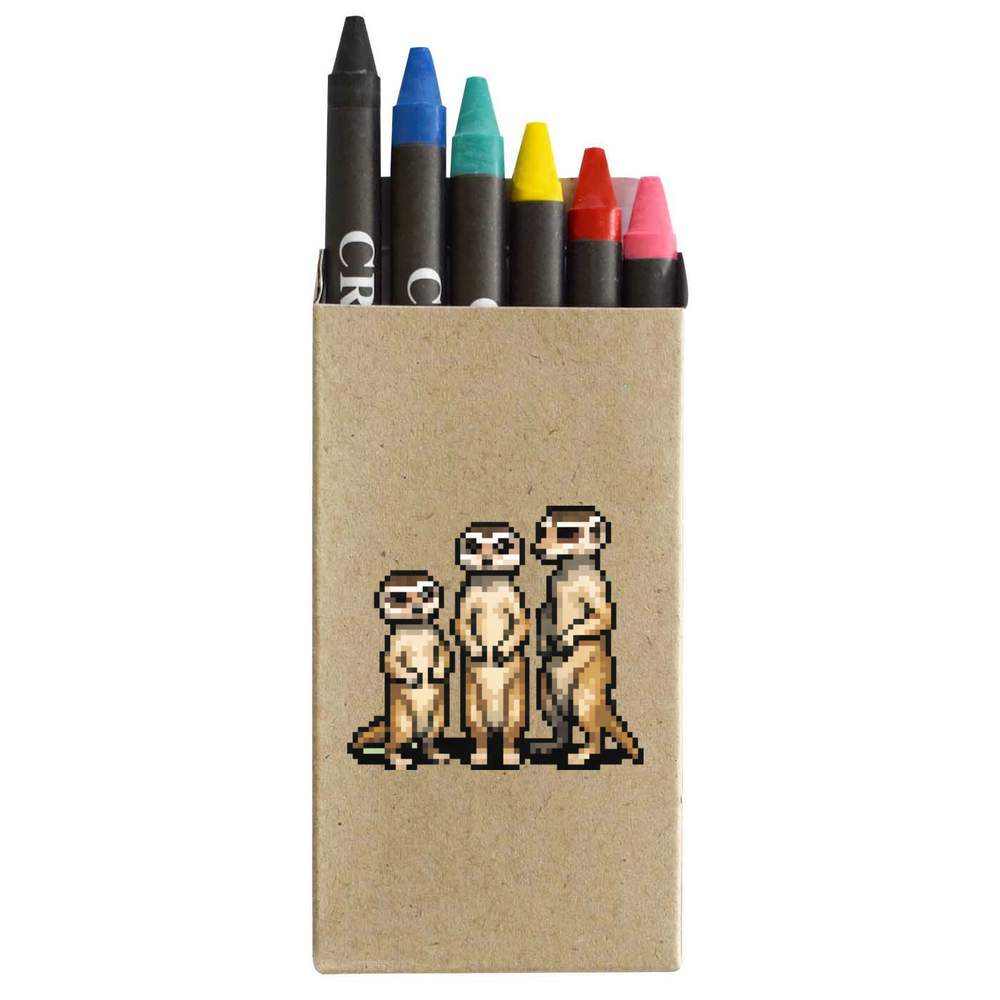 'Pixel Art Meerkat Family' Coloured Crayon Set (CY00025885)