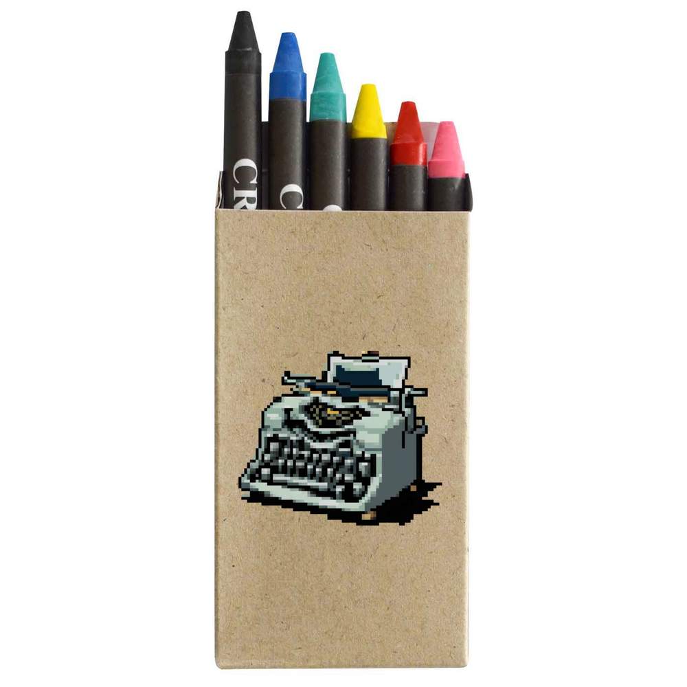 'Vintage Typewriter Pixel Art' Coloured Crayon Set (CY00026948)