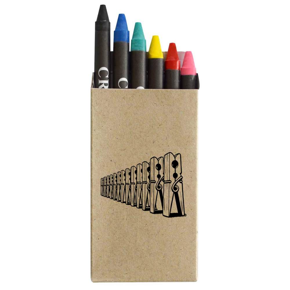 'Wooden Clothes Pegs' Coloured Crayon Set (CY00033611)