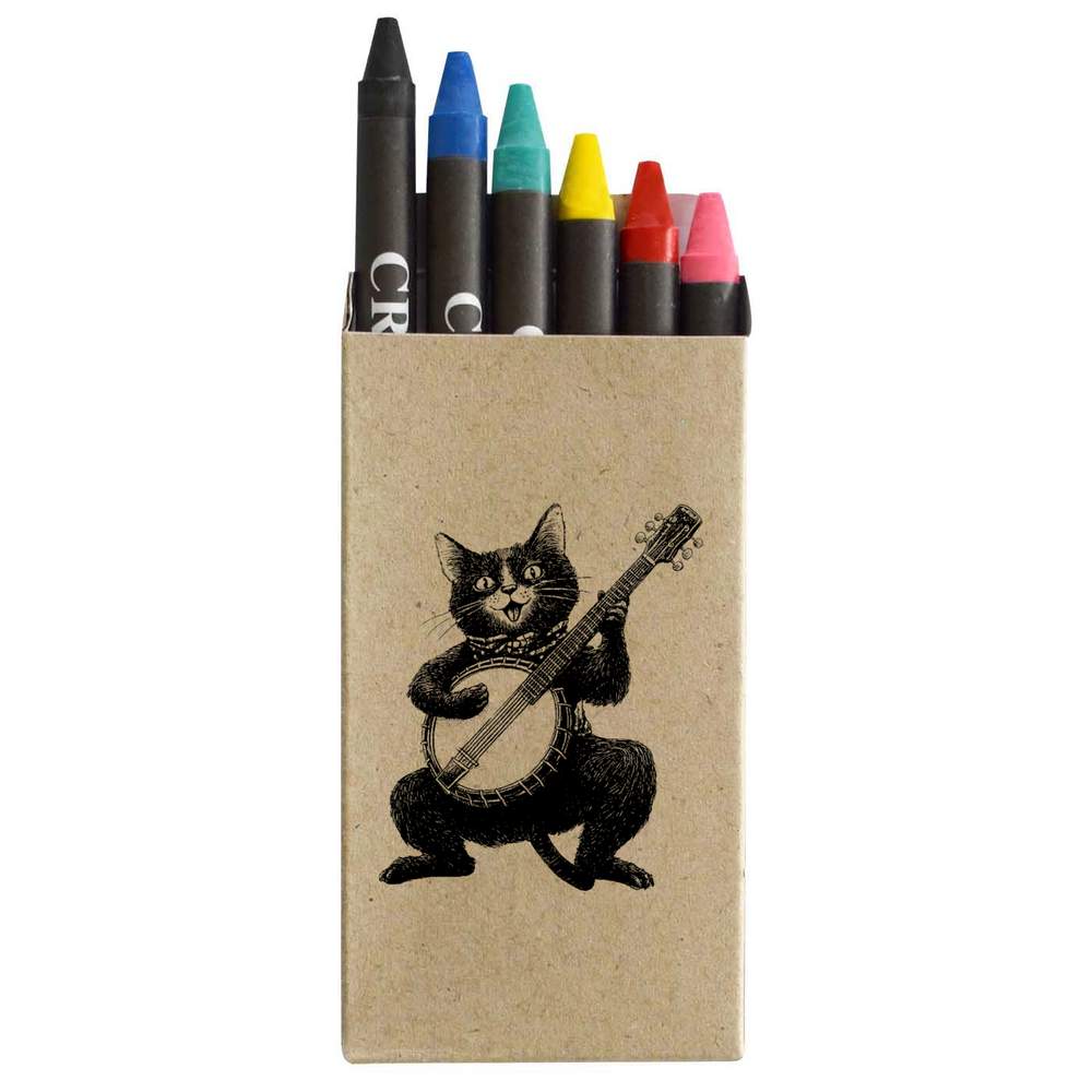 'Funny Cat Playing Banjo' Coloured Crayon Set (CY00033885)