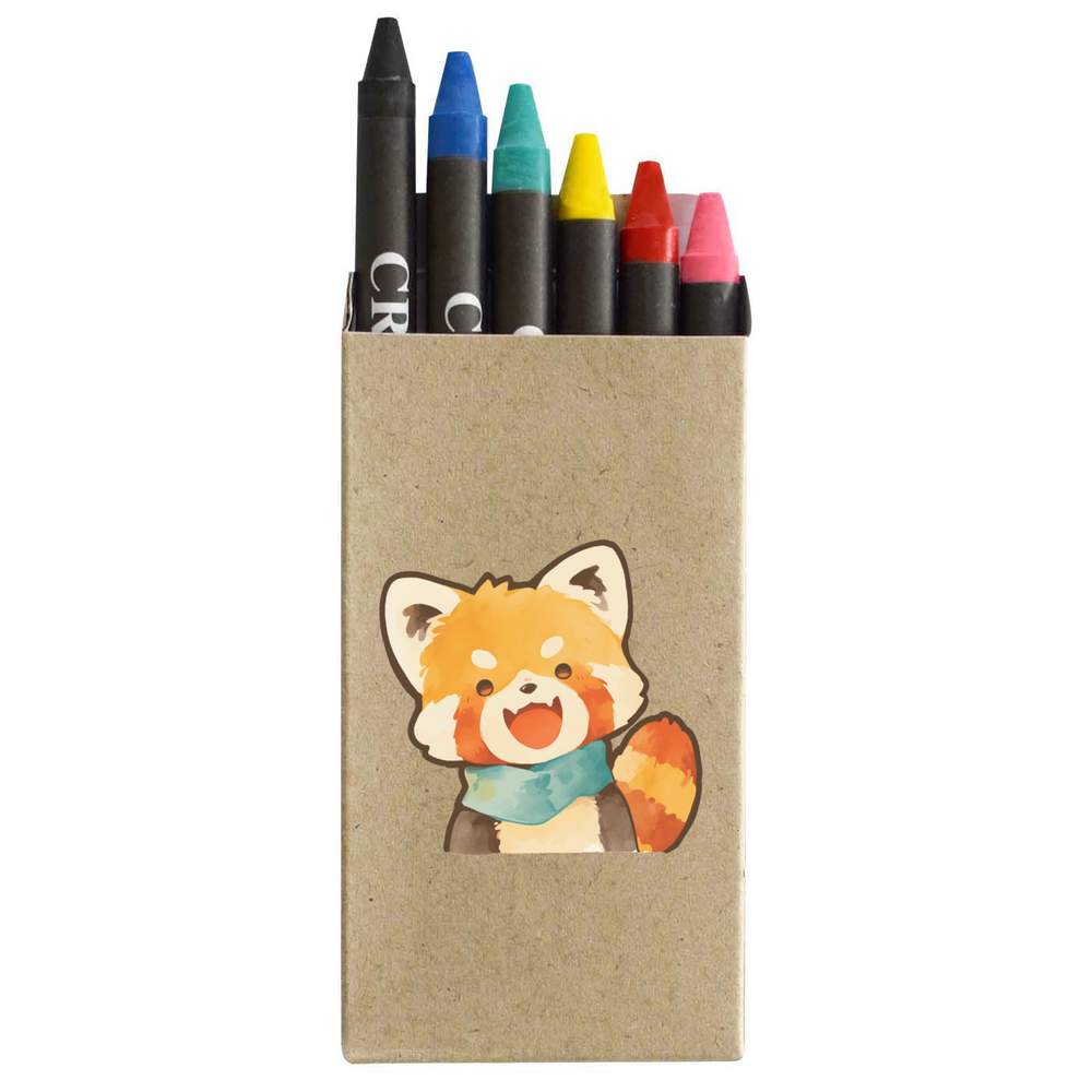 'Cute Excited Red Panda Wearing Scarf' Coloured Crayon Set (CY00036958)