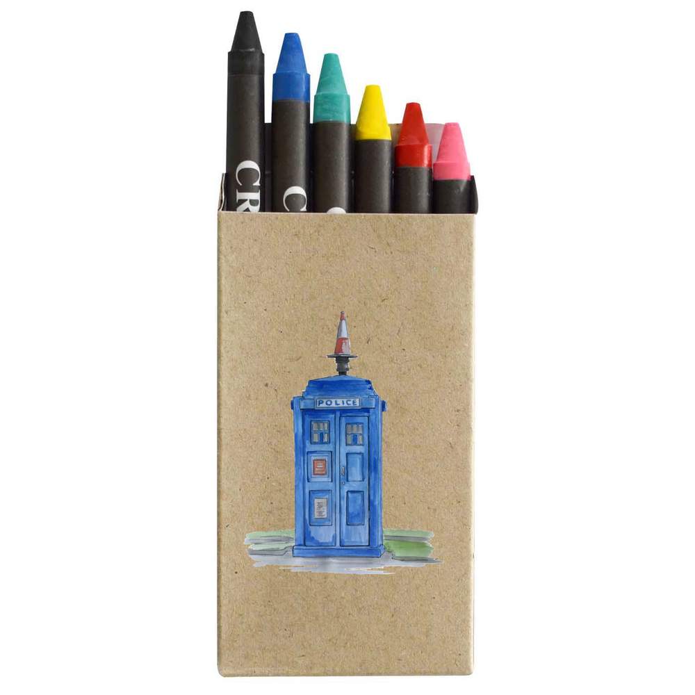 'Police Box with Traffic Cone' Coloured Crayon Set (CY00037879)