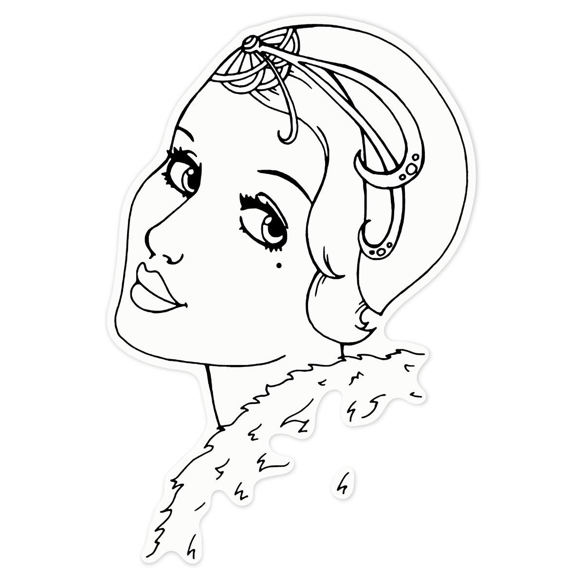 'Art Deco Portrait' Clear Premium Vinyl Decal Stickers – Waterproof, Durable & Easy to Apply - For Car Bumpers, Windows, Bins & More - Large (210mm) (DC00028139)