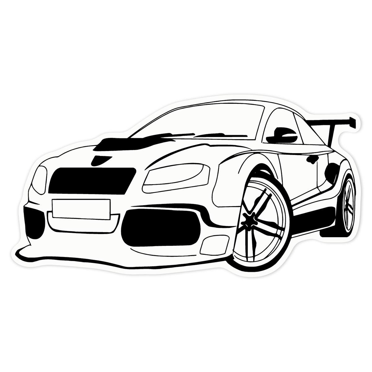 'Sports Car' Clear Premium Vinyl Decal Stickers – Waterproof, Durable & Easy to Apply - For Car Bumpers, Windows, Bins & More - Large (210mm) (DC00029115)