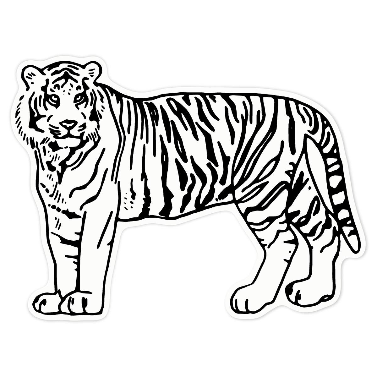 'Standing Tiger' Clear Premium Vinyl Decal Stickers – Waterproof, Durable & Easy to Apply - For Car Bumpers, Windows, Bins & More - Large (210mm) (DC00045659)