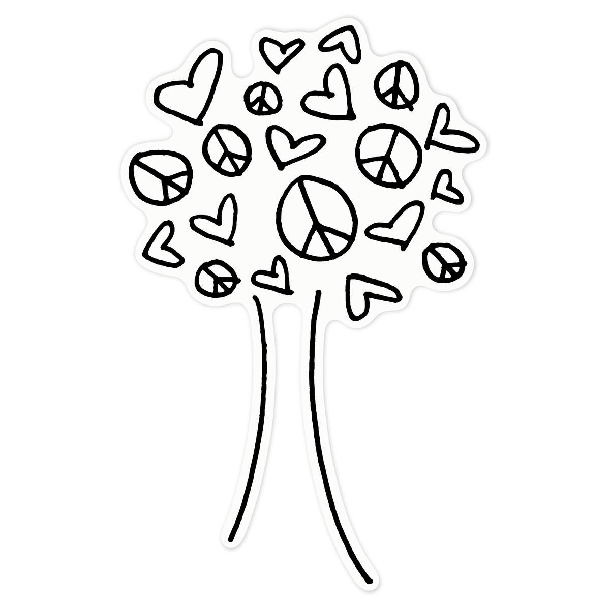 'Peace & Love Tree' Clear Premium Vinyl Decal Stickers – Waterproof, Durable & Easy to Apply - For Car Bumpers, Windows, Bins & More - Large (210mm) (DC00058731)