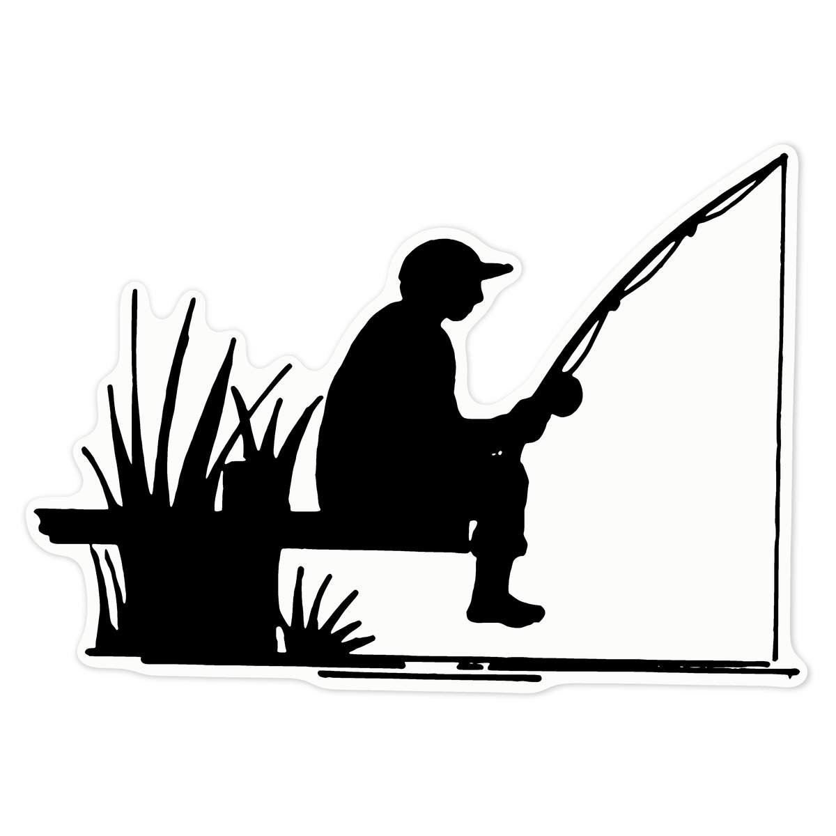 'Man Fishing Silhouette' Clear Premium Vinyl Decal Stickers – Waterproof, Durable & Easy to Apply - For Car Bumpers, Windows, Bins & More - Large (210mm) (DC00078115)