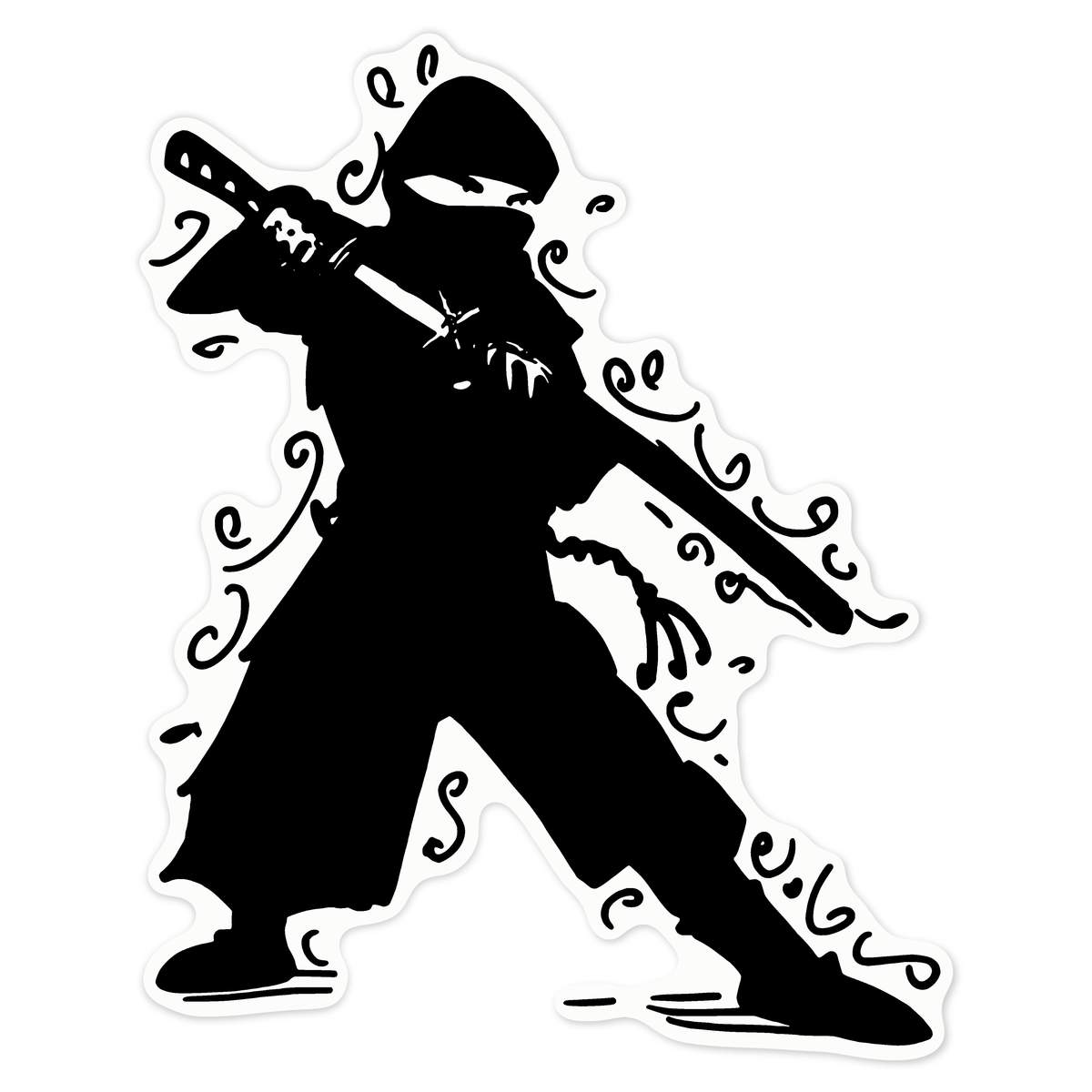 'Ninja Unsheathing Katana' Clear Premium Vinyl Decal Stickers – Waterproof, Durable & Easy to Apply - For Car Bumpers, Windows, Bins & More - Large (210mm) (DC00085923)
