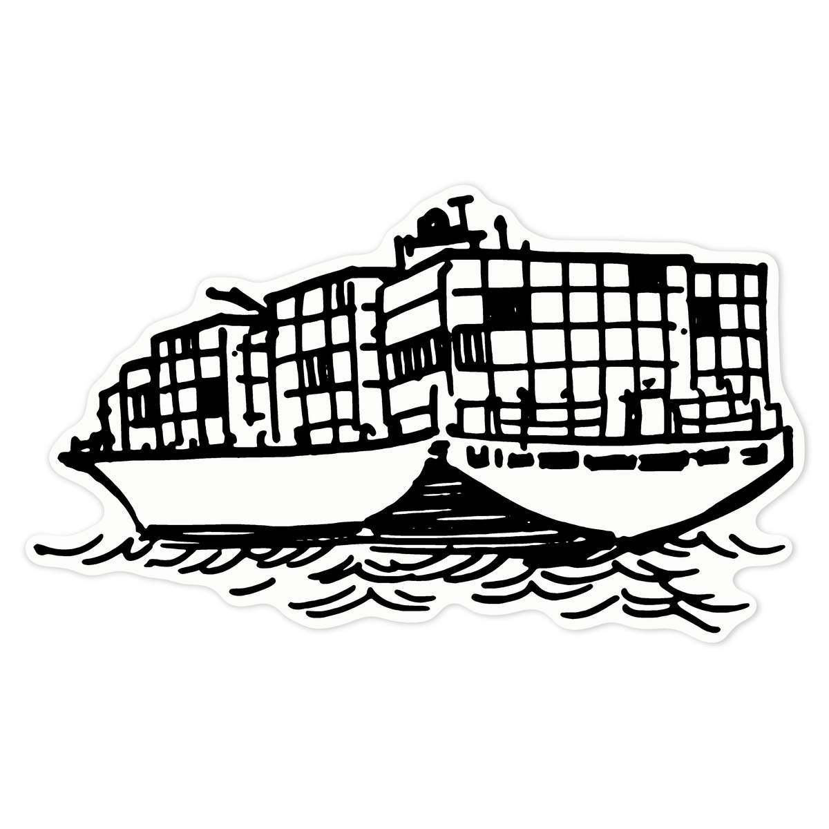 'Container Ship' Clear Premium Vinyl Decal Stickers – Waterproof, Durable & Easy to Apply - For Car Bumpers, Windows, Bins & More - Large (210mm) (DC00097619)